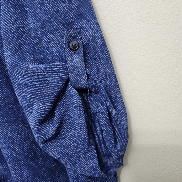 Chico's women's button-down top blouse size 3 XL blue sheer - Picture 5 of 7